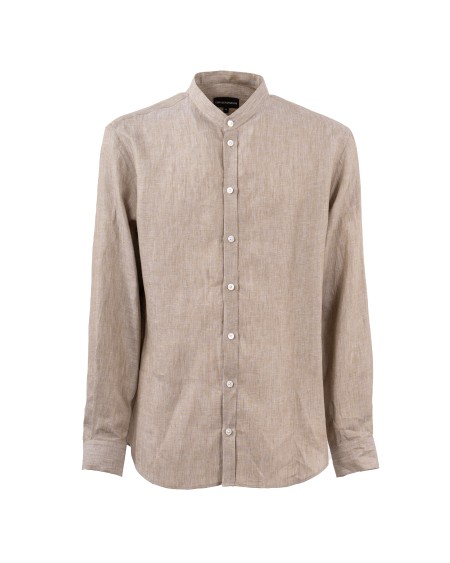 Shop EMPORIO ARMANI  Camicia: Emporio Armani camicia collo guru in lino.
Brand logo.
Tinta unita.
Collo guru.
Maniche lunghe.
Polsini con bottoni.
Bottoni.
Chiusura sul fronte.
Composizione: 100% Lino.
Fabbricato in Albania.. 01SMGL 010F9-542